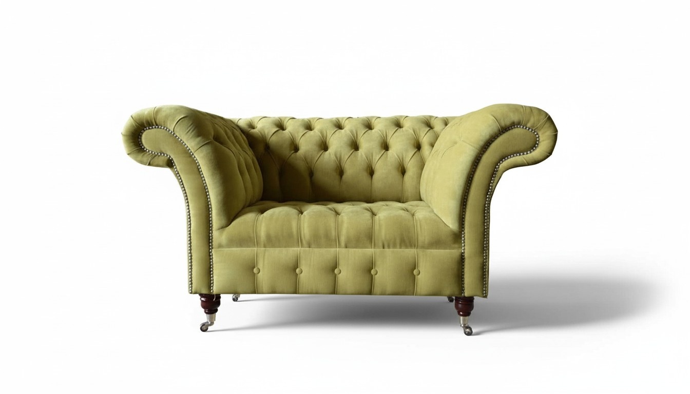 Chesterfield Sessel Textil Design Sofa Stoff Couch Sofas Polster Grau Neu