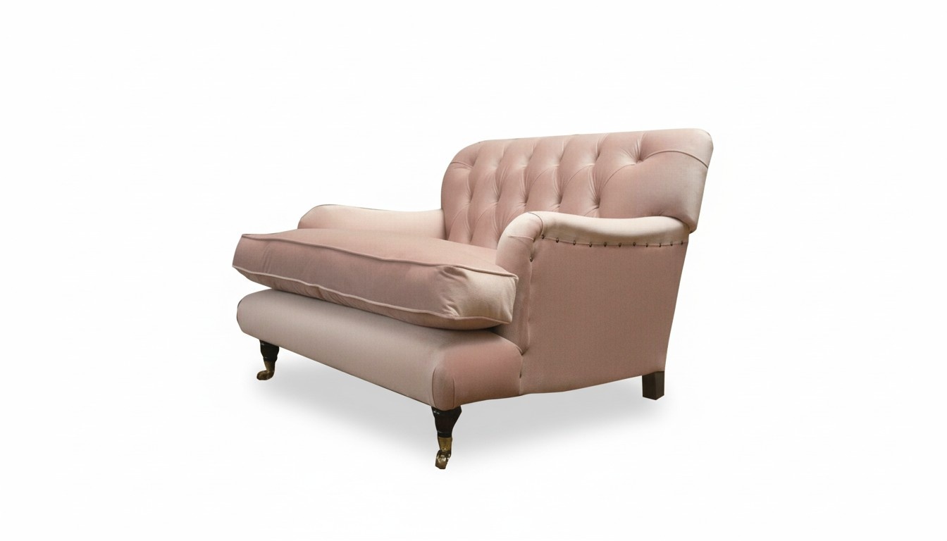 Chesterfield Sessel Textil Sofa Stoff Couch Sofas Couchen Club Lounge Beige Neu