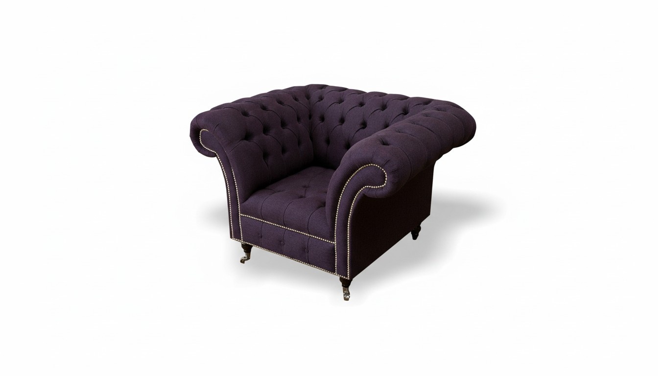 Chesterfield Sessel Textil Sofa Stoff Couch Sofas Couchen Club Lounge Lila Neu