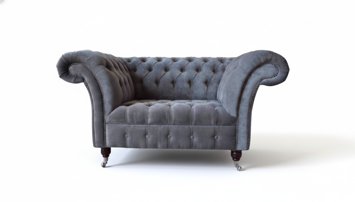 Chesterfield Sofa 1.5 Sitzer Couch Polster Design Sofas Sitz Polster Grau