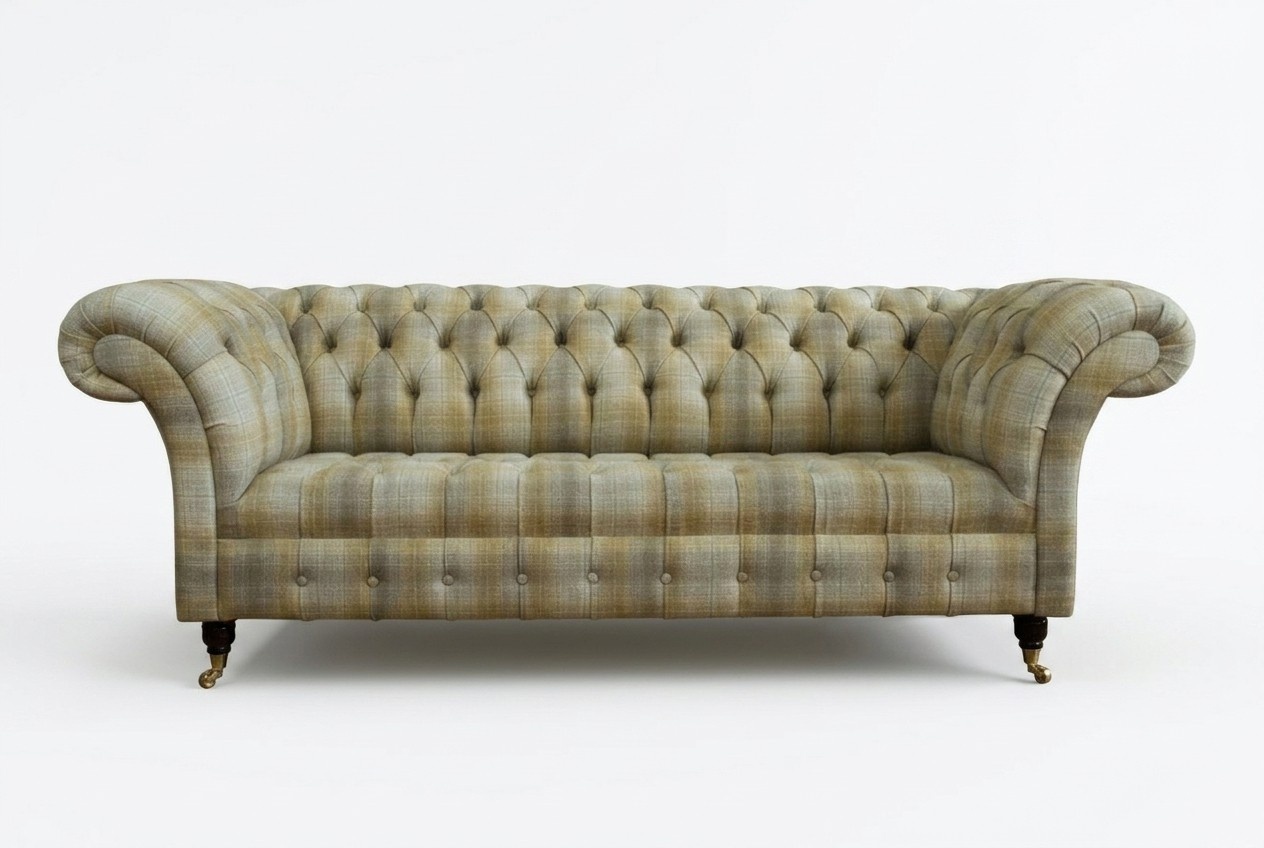 Chesterfield Sofa 3tlg. Set Sitzer Samt Velour Garnitur Design Farbwahl Original