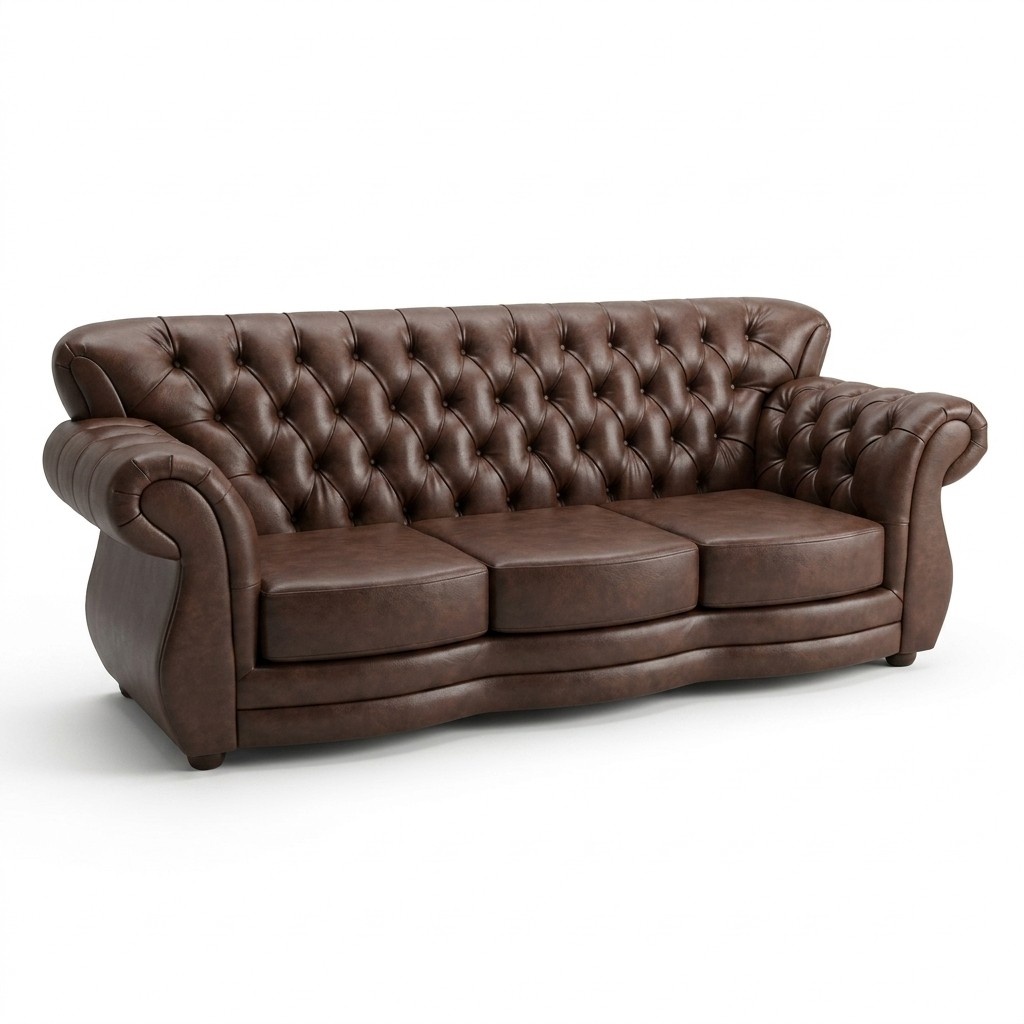 Chesterfield Sofa 3 Sitzer Ledersofa Luxus Sofas Couch Braun Couchen