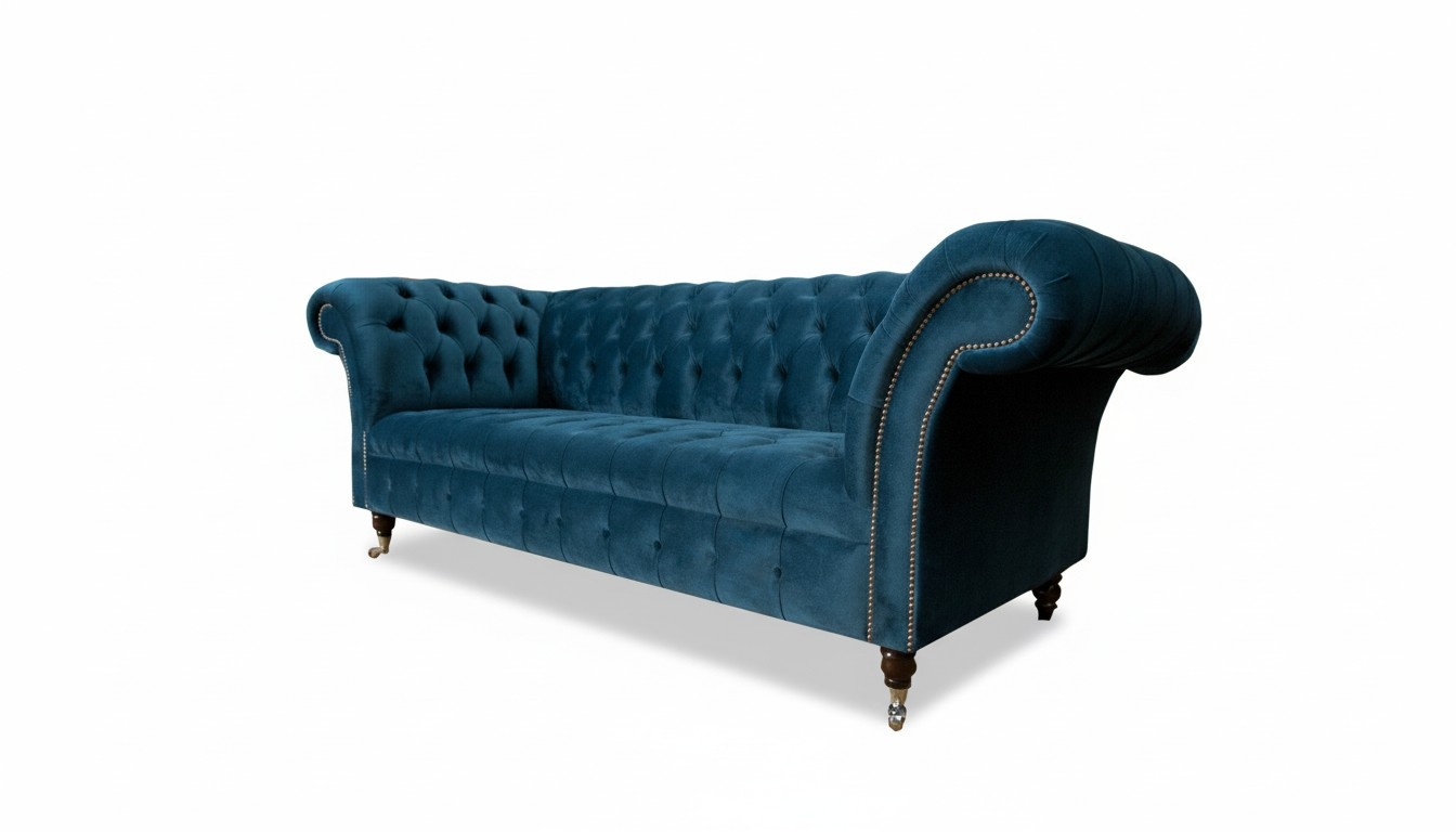 Chesterfield Sofa Sitzer Couch Modern Polster Sitz Garnitur Textil Dreisitzer