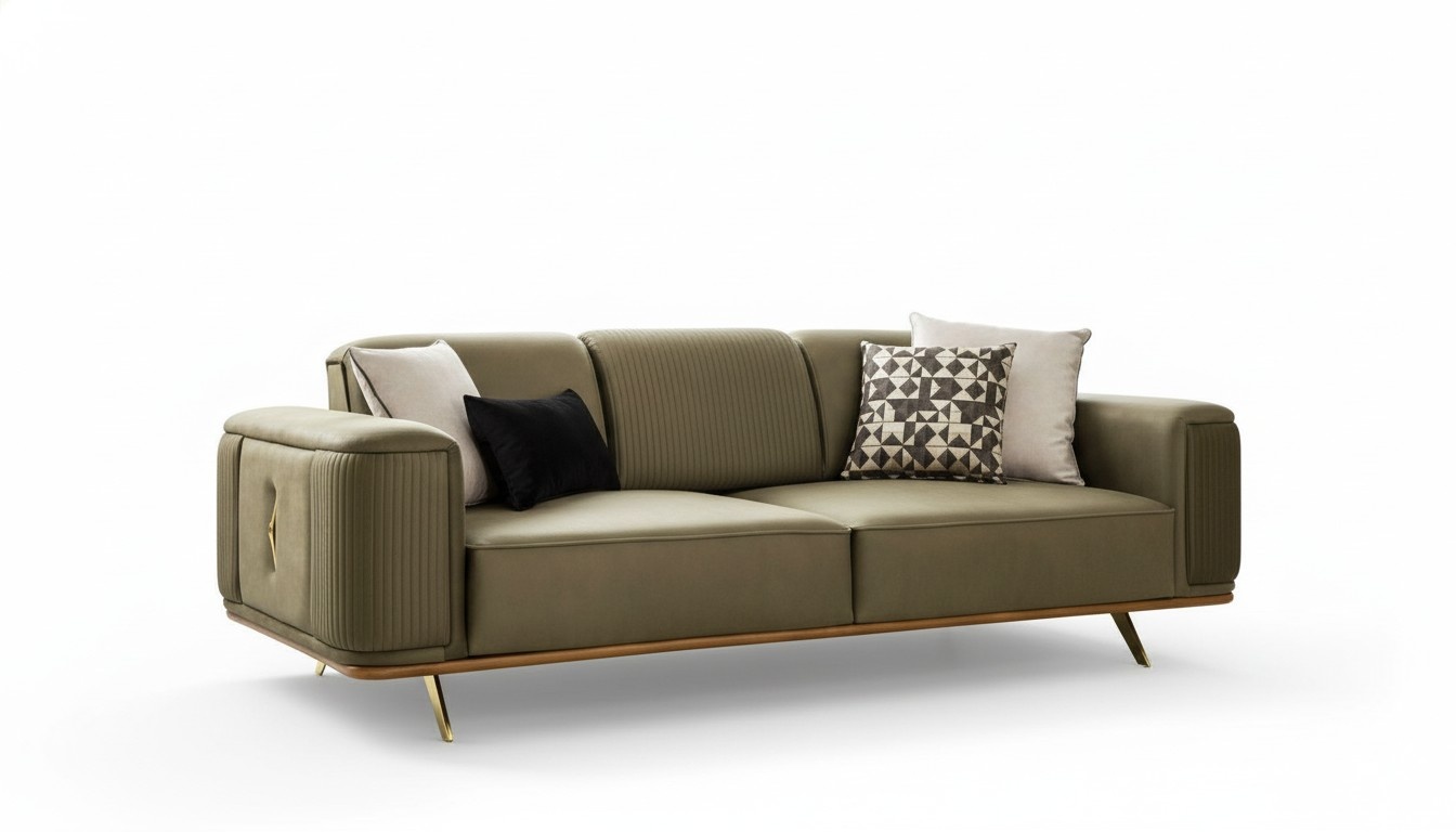 Chesterfield Sofa 4 Sitz Wohnzimmer Viersitzer Design schwarz Textil Couchen