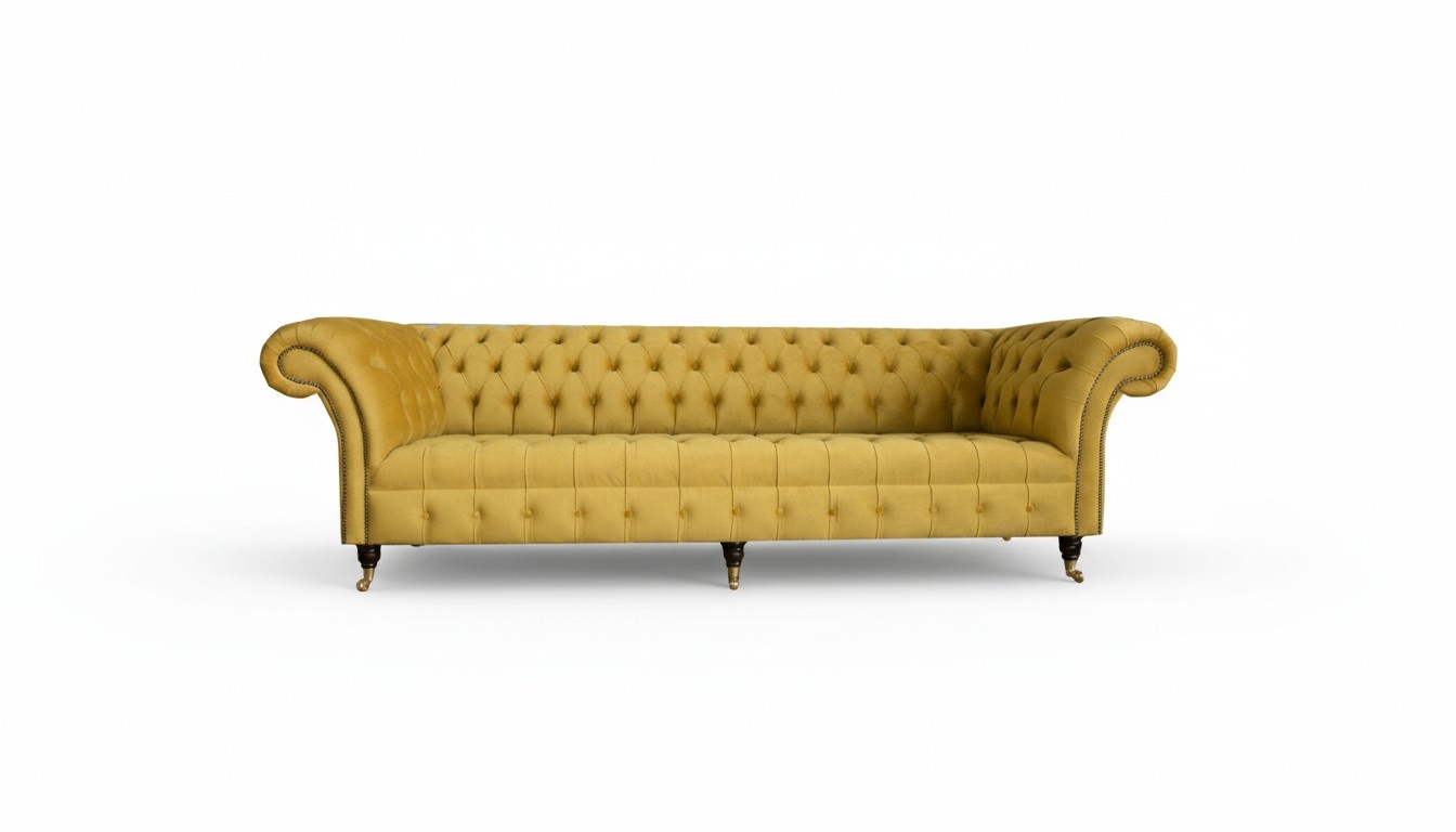 Chesterfield Sofa 4 sitzer Gelb Luxus Wohnzimmer Modern Design Couchen Möbel Neu