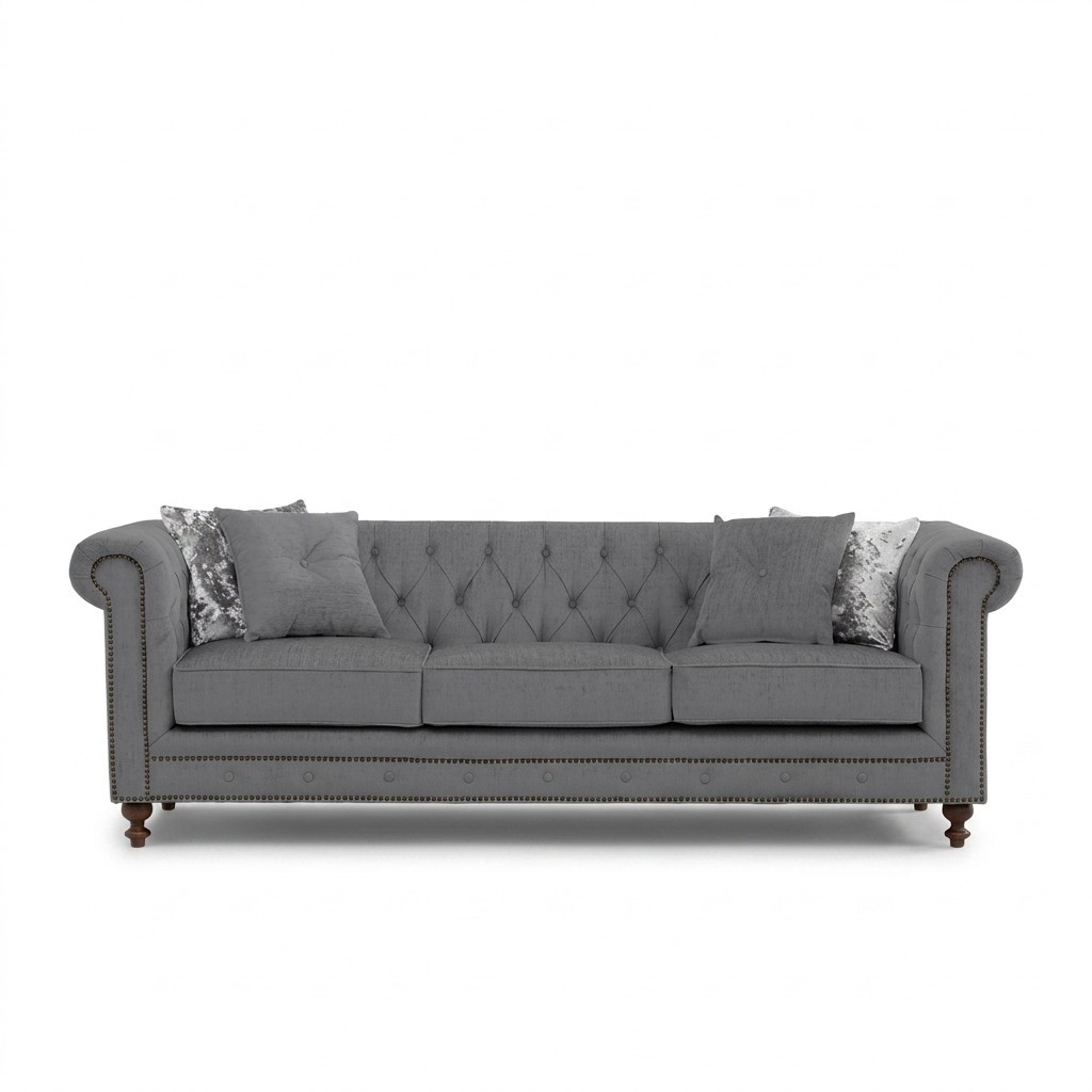 Chesterfield Sofa Couch Polster Stoff Leder Couchen Polster Garnitur 3 Sitzer