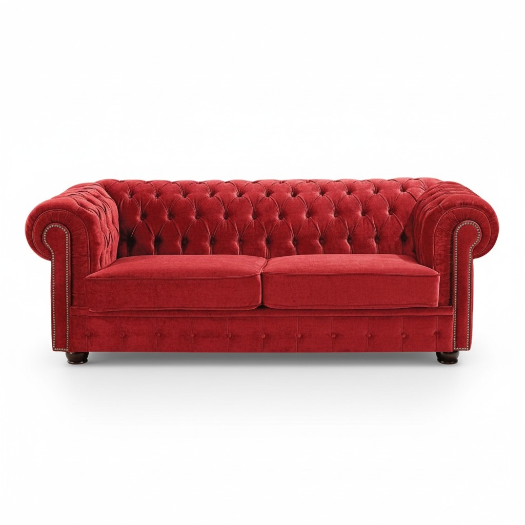 Chesterfield Sofa Couch Polster Sofas Klassischer 3 Sitzer Leder Textil Napoli