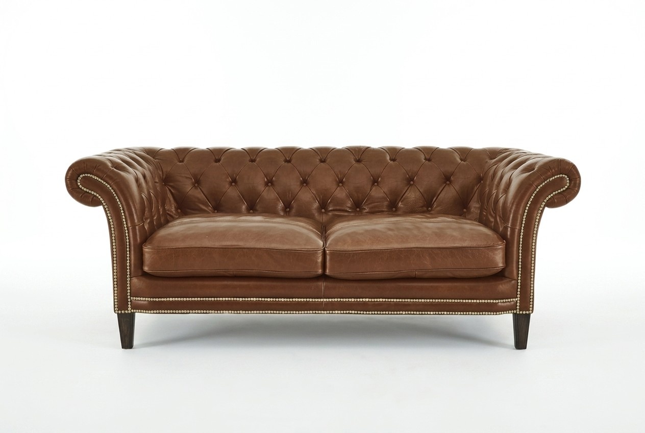 Chesterfield Mens Club Sofa Couch Leder Polster Zweisitzer Braun