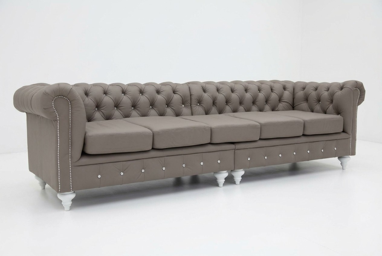 Chesterfield Sofa Couch Polster Stoff Leder Couchen Polster Garnitur 5 Sitzers