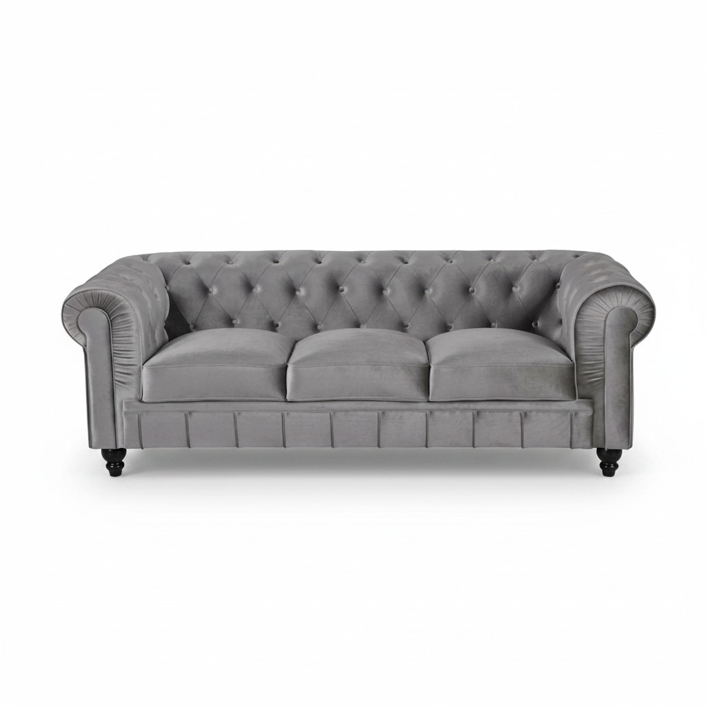 Chesterfield Sofa Couch Polster Stoff Leder Couchen Polster Garnitur 3 Sitzers