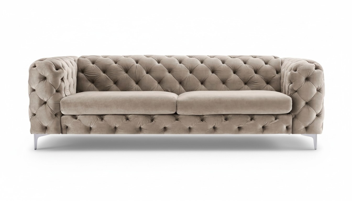 Chesterfield Sofa Dreisitzer Braun Couchen Möbel Textil Wohnzimmer Couch Samt