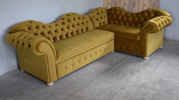 Design Chesterfield Ecksofa Eckcouch Loungesofa Couch Eck Stoff Garnitur