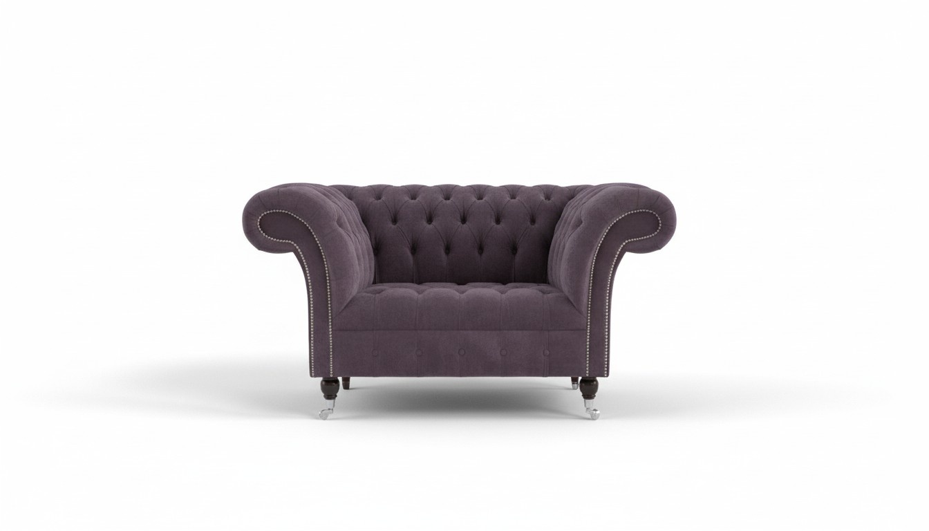 Chesterfield Sofa Fernseh Couch 1 Sitzer Luxus Textil Stoff Couchen Polster #8