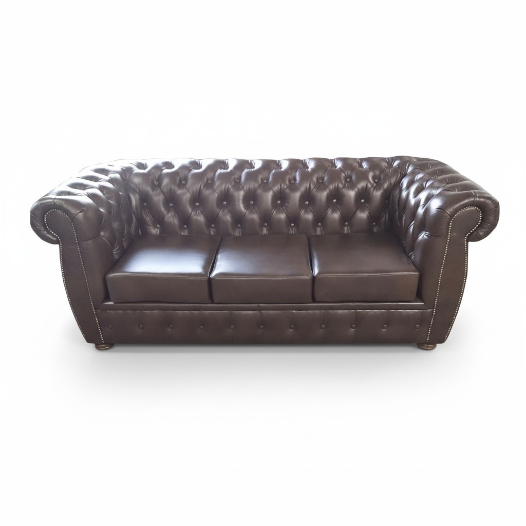 Chesterfield Sofa Ledersofa Couch 3 Sitzer Original Braun Sofas