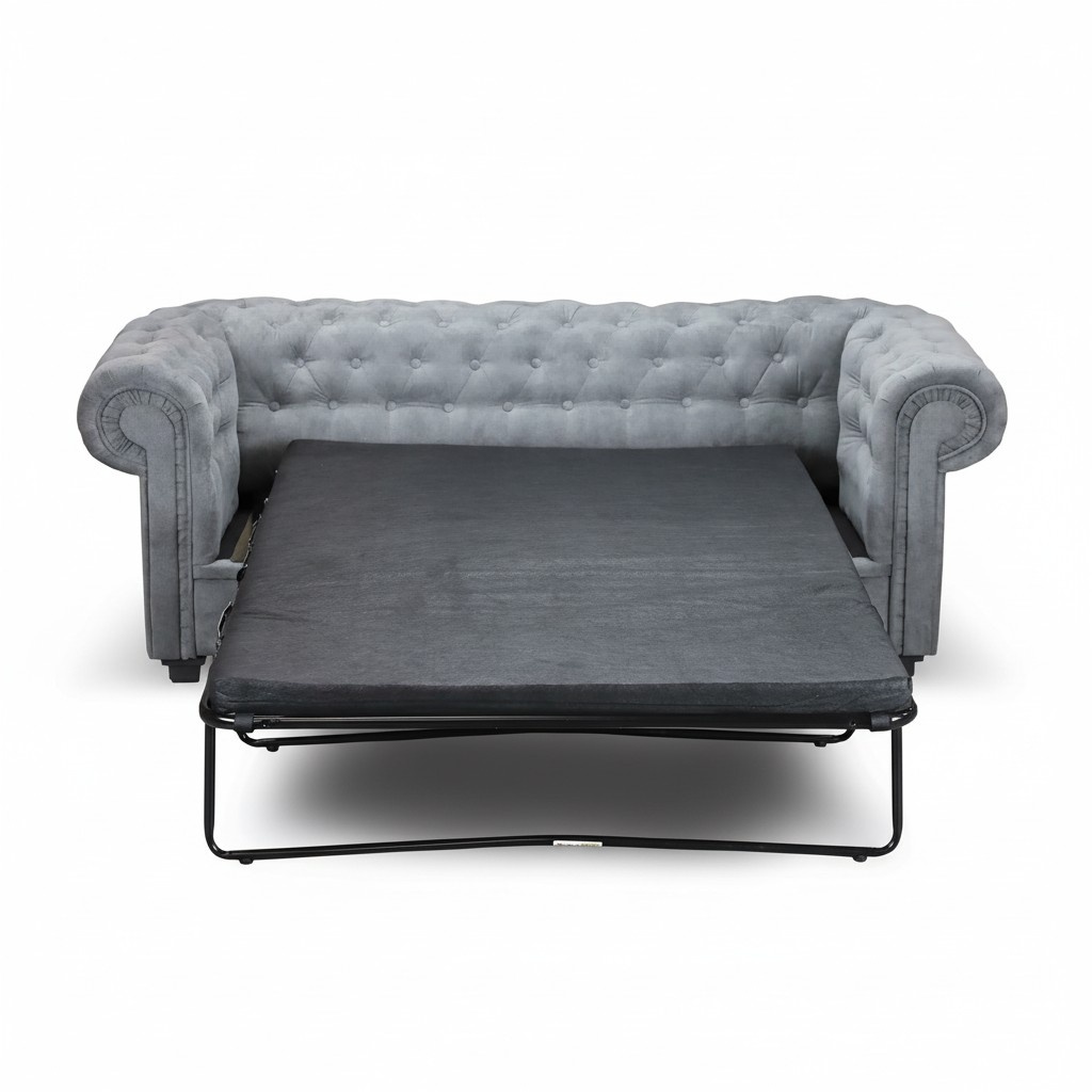 Chesterfield Sofa mit Bettfunktion Bengalisches Klappbett Couch Schlafsofa