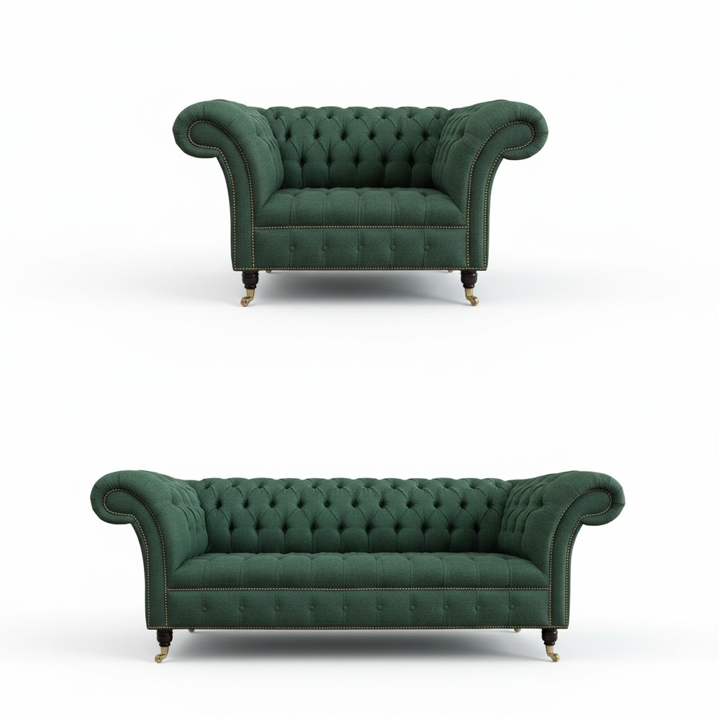 Chesterfield Sofagarnitur 3+1 Sitzer Couch Polster Sitz Garnituren Lehn Sofa