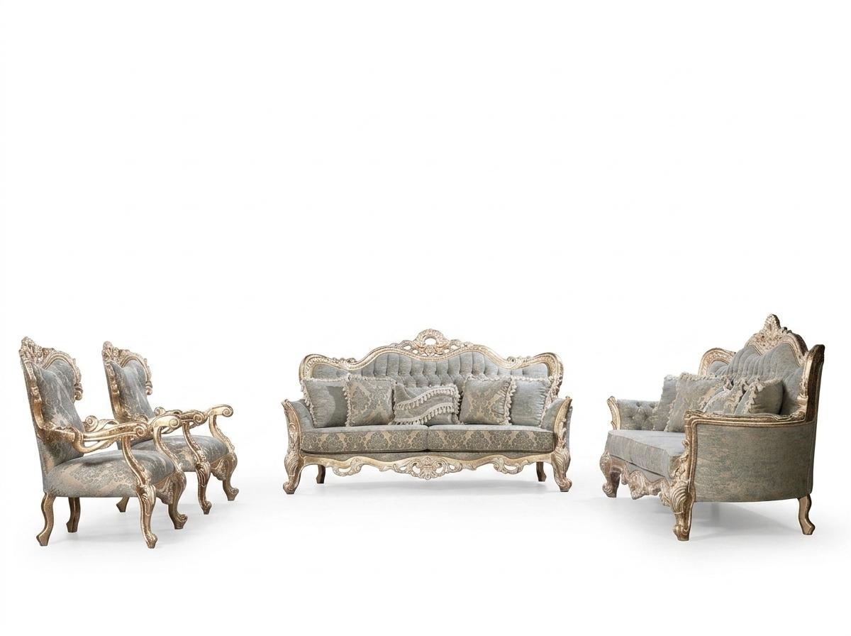 Chesterfield Sofagarnitur 3+3+1+1 Sitz Couchtisch Klassische Sofa Polster Sitz