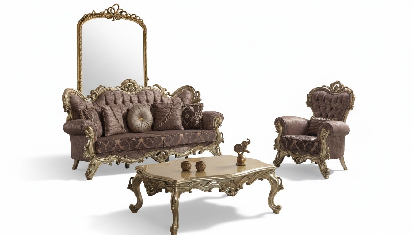 Chesterfield Sofagarnitur Polstersofa Sofa Couch Lila Stoffsofa Set