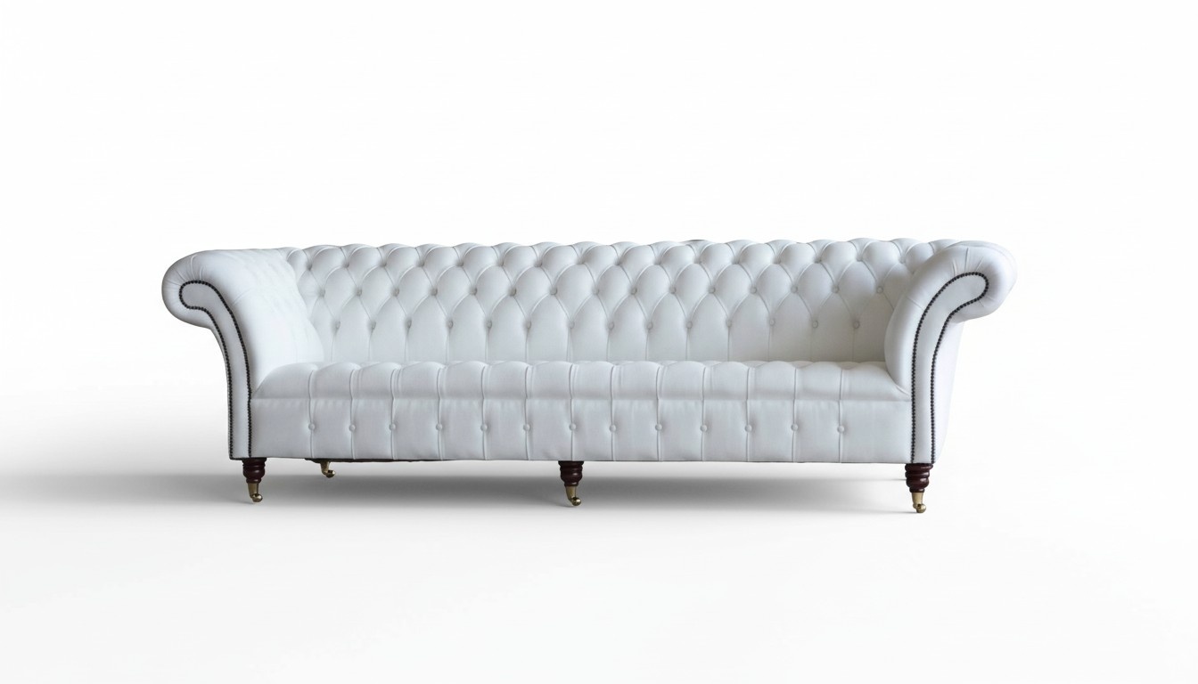 Chesterfield Sofas Design Luxus Weiß Textil Sofa 4 Sitzer Stoff Viersitzer