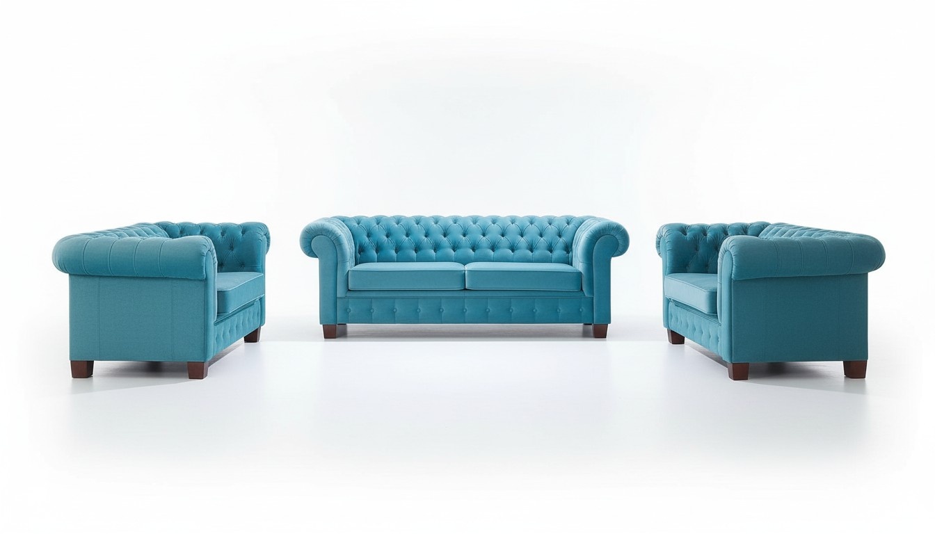 Chesterfield Stoff Design Couch Polster Sitz Garnitur Sofa 3+2+2 Sofas