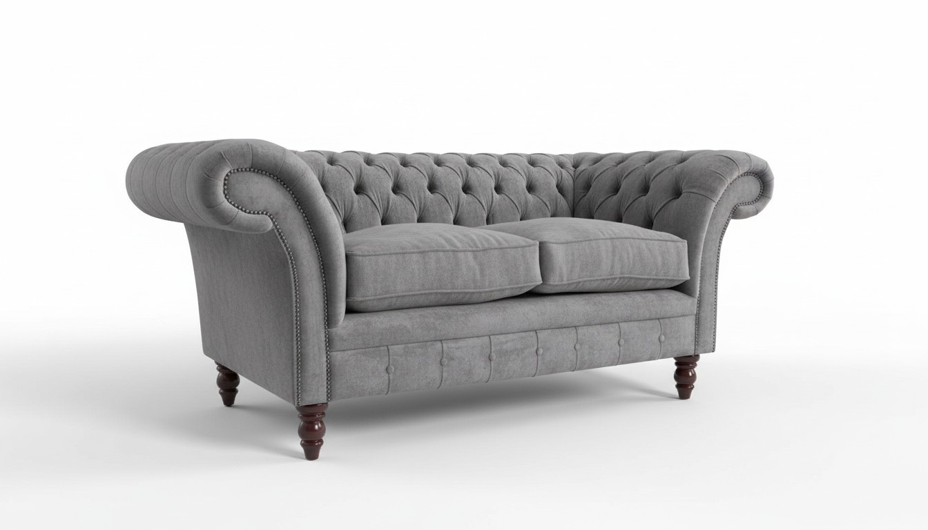 Chesterfield Textil Polster Sofa Design Luxus Couch Stoff Sofas 2 Sitzer