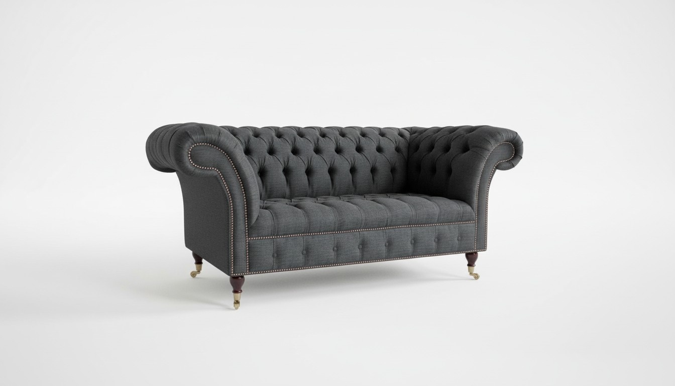 Chesterfield Textil Sofa 2 Sitzer Luxus Sofa Polster Sofas Design Stoffsofas