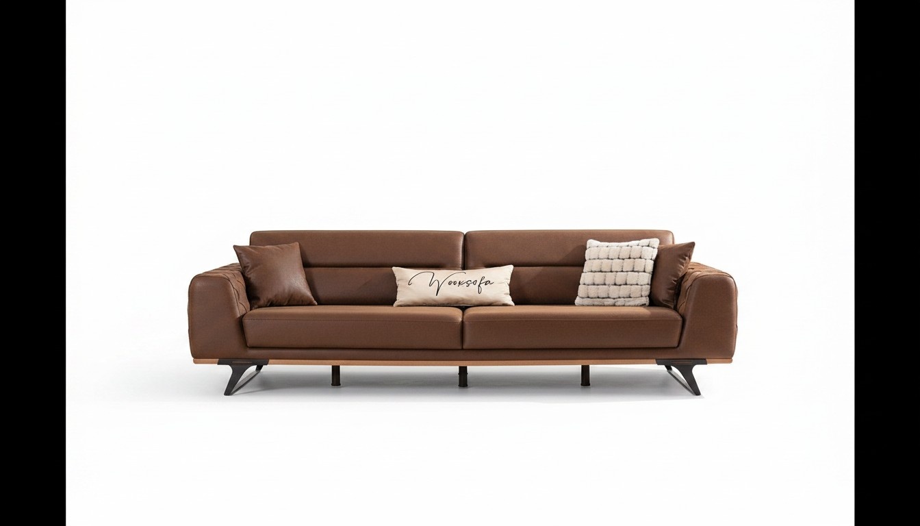 Chesterfield Viersitzer Couch Kunstleder Braun Sofa 4 Sitzer Polster