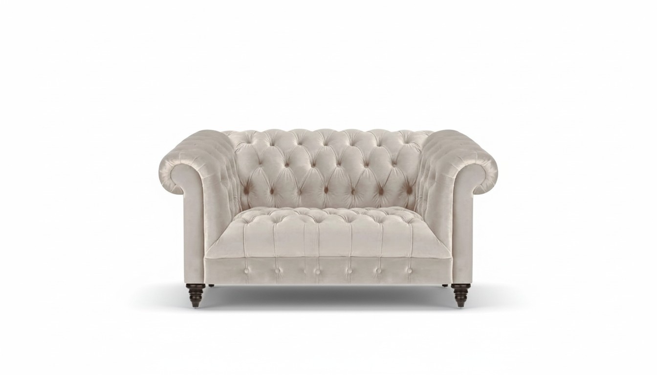 Chesterfield Weißes Stoffsofa Moderner Wohnzimmer Zweisitzer Luxus Couch