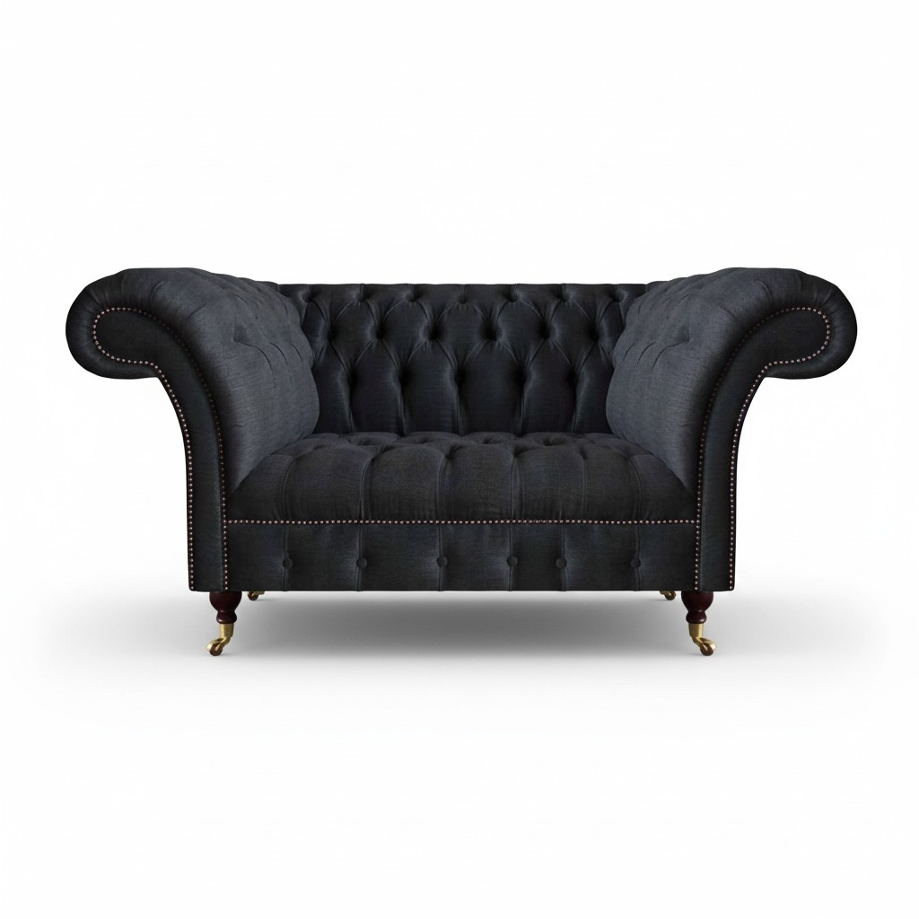 Chesterfield Wohnzimmer Schwarzes Sofa Moderner Zweisitzer Polster Möbel