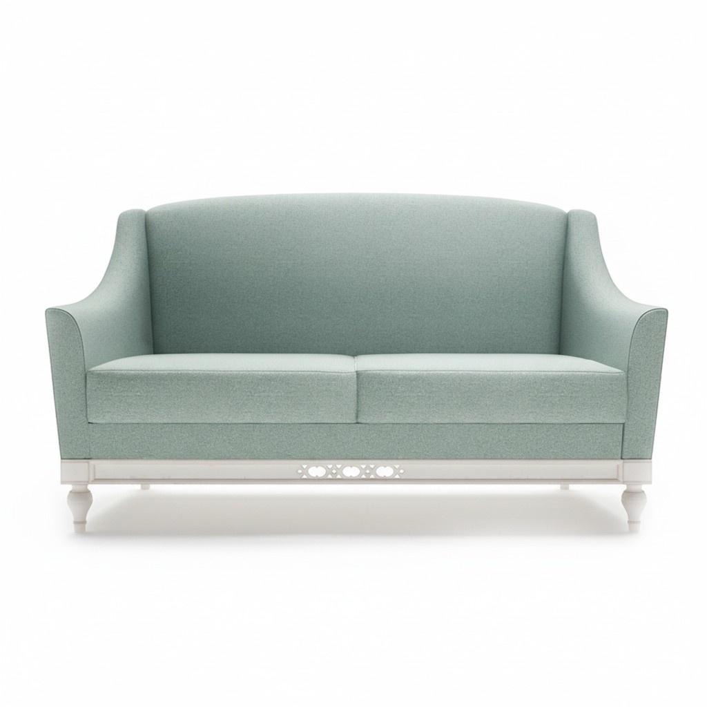 Chippendale Sofa 2 Sitzer Landhaus Stoffsofa mit Holz Designer Garnitur FL-2Siz