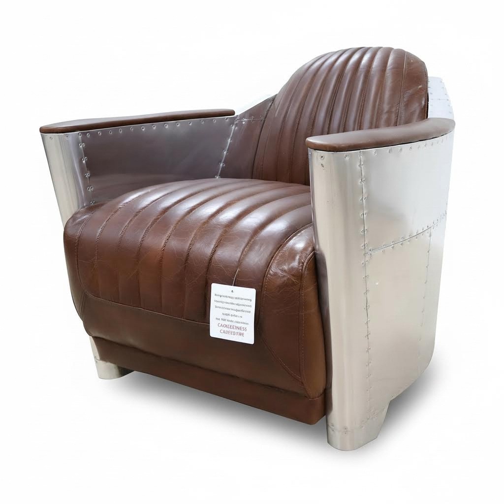 Club Sessel im Aviator-Stil Lounge Design Chrom Art Deco Leder Cocktail Flugzeug