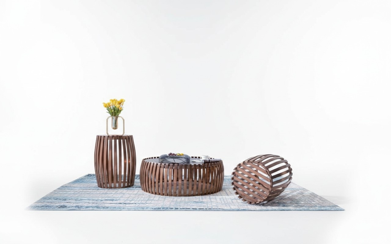 Couch Beistell Tisch Rund Tische Runde Sofa Metall Glas Designer Wohn