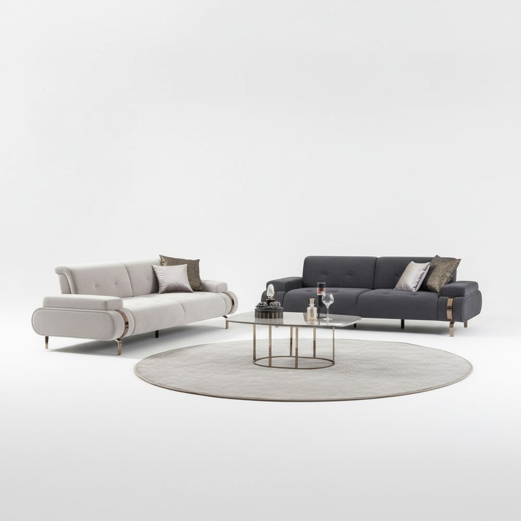 Couch Couchtisch Sofagarnitur Sofa Set Wohnzimmer 2x Sofas 3 Sitzer 3tlg