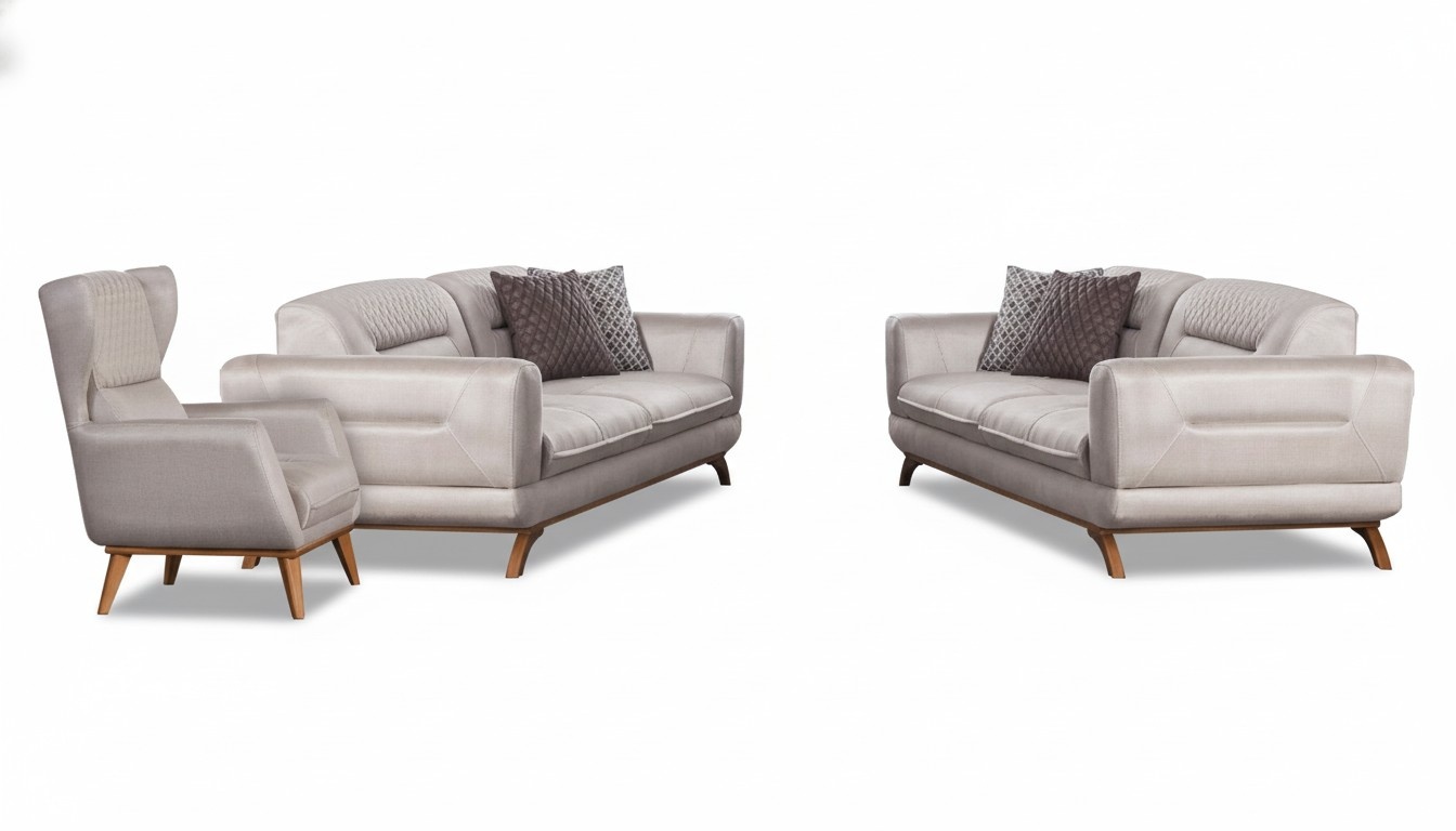 Couch Sofagarnitur 3+3+1 Sitz Grau Sofa Luxus Möbel Wohnzimmer Couchen