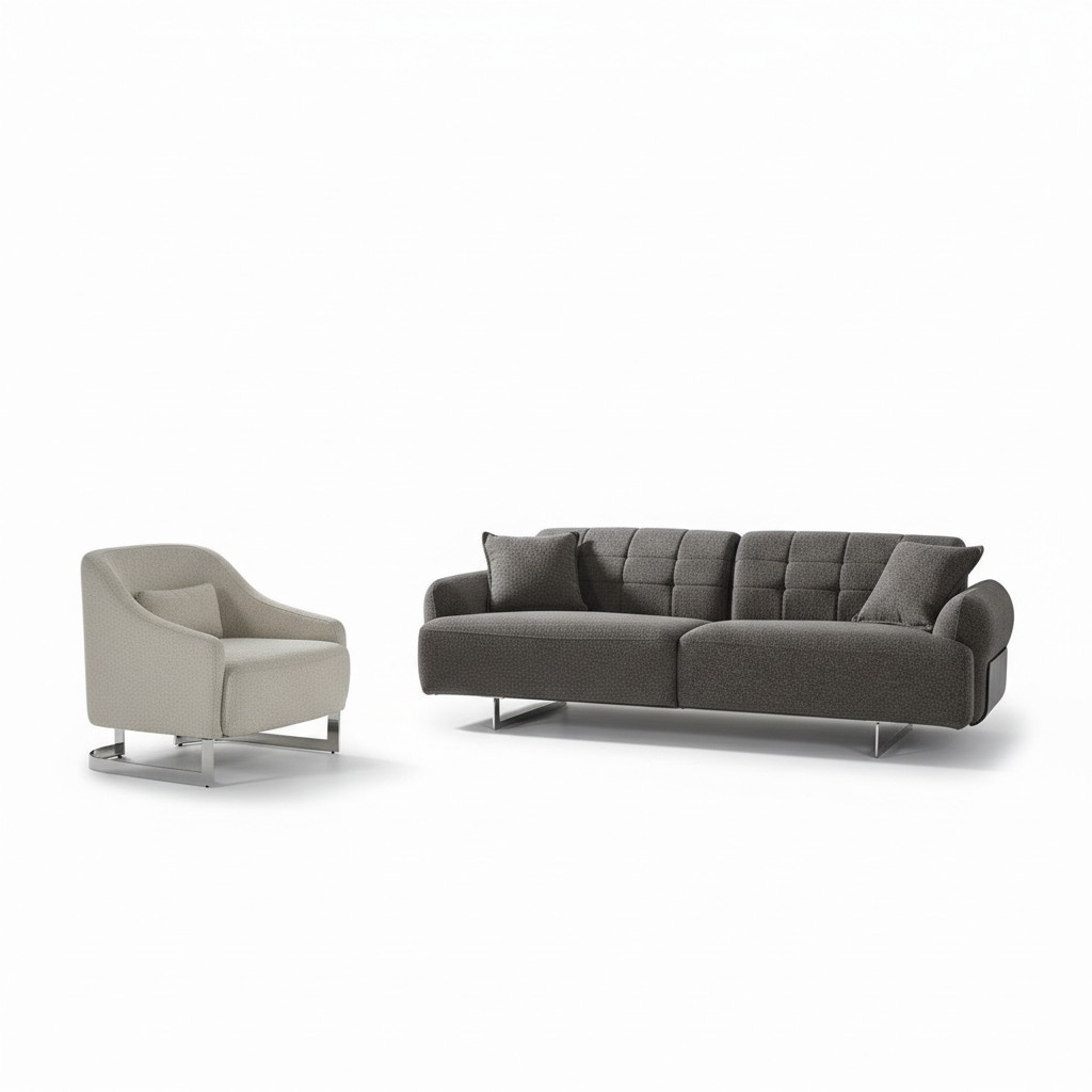 Couchen Polstersofa Grau Komplette Dreisitzer Sessel Modern 2tlg Sofas1