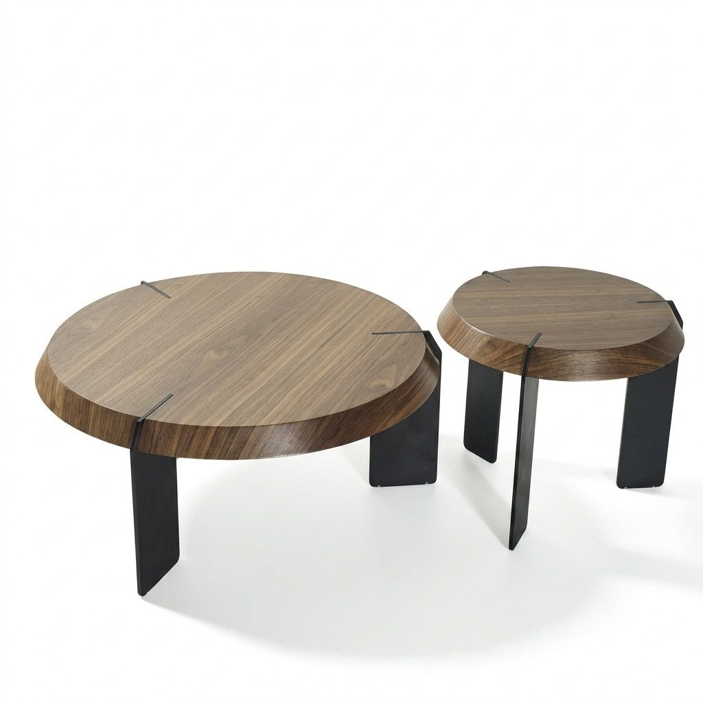 Couchtisch Beistelltisch Designer Tisch Rund Braun Wohnzimmertisch Neu