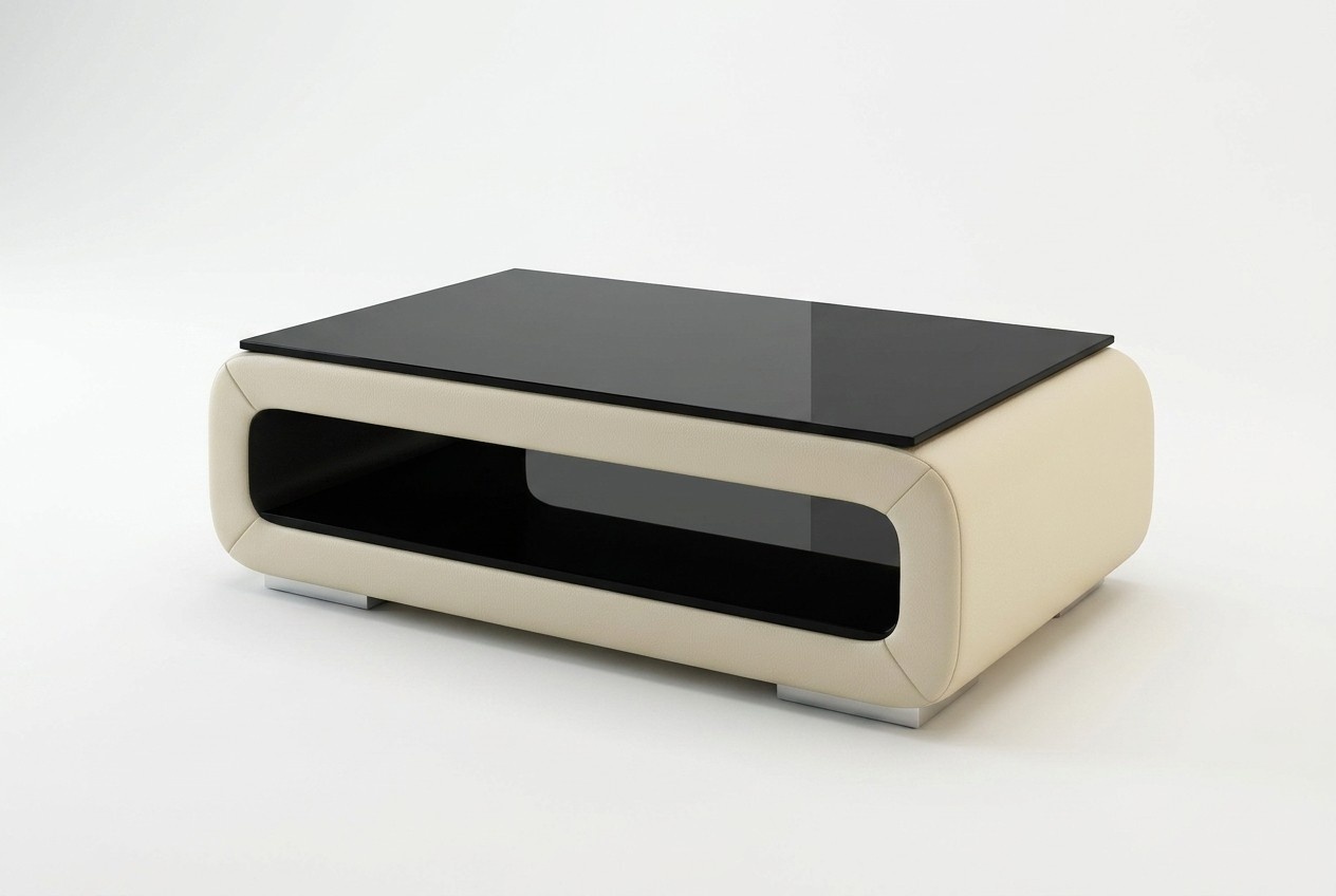 Wohnzimmertisch Modern Hochglanz Weiß mit Glasplatte und Stauraum