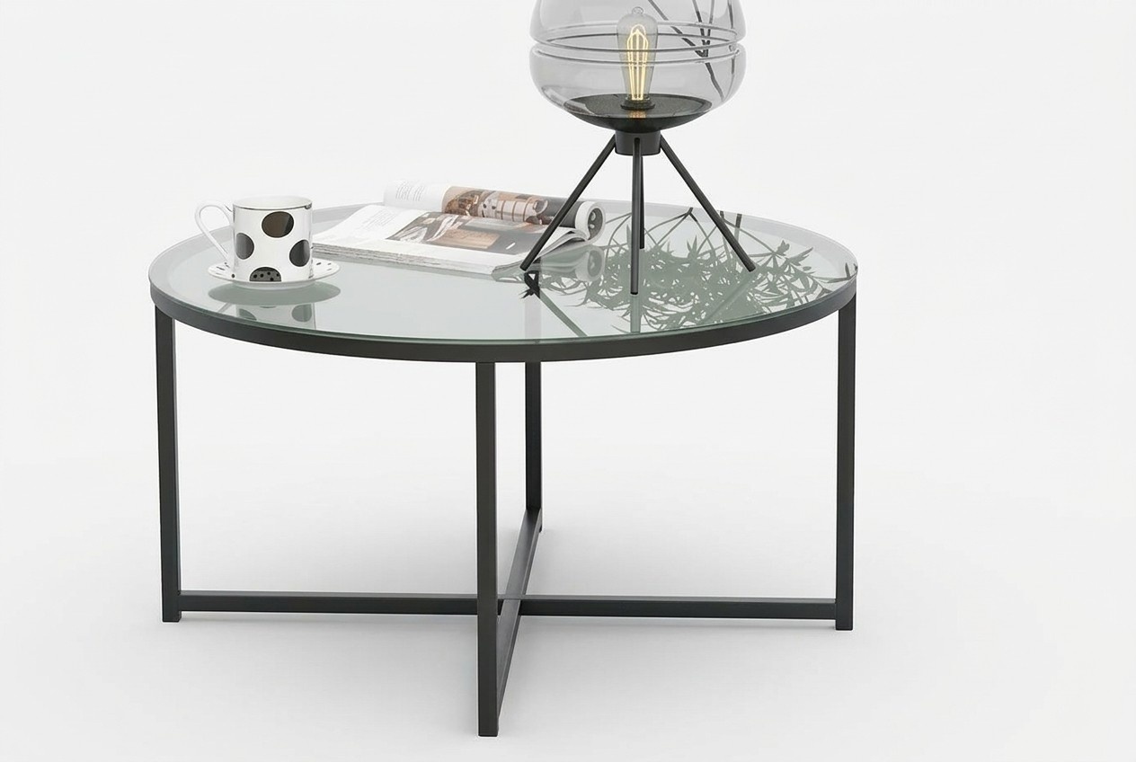 Couchtisch Luxuriöses Wohnzimmer Esszimmermöbel Glas + Metall schwarz hochwertig