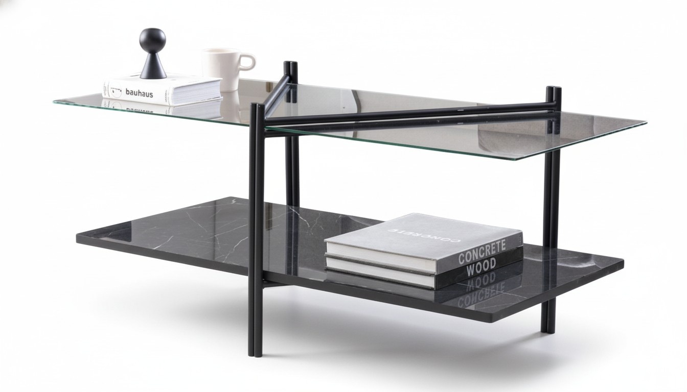 Couchtisch mit Glasplatte und Marmor-Optik – stilvoll und modern Sofa Tisch