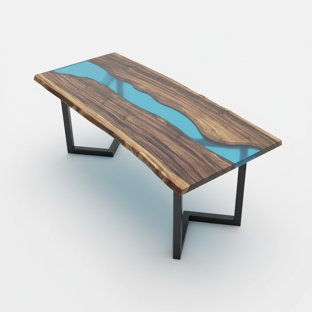 Couchtisch River Tisch Massiv Tische 100x50 Flusstisch Meer Waterfall