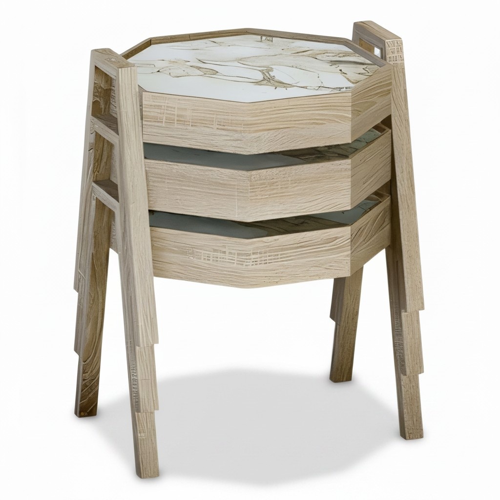 Couchtisch-Set aus Holz in Beige modern und elegant