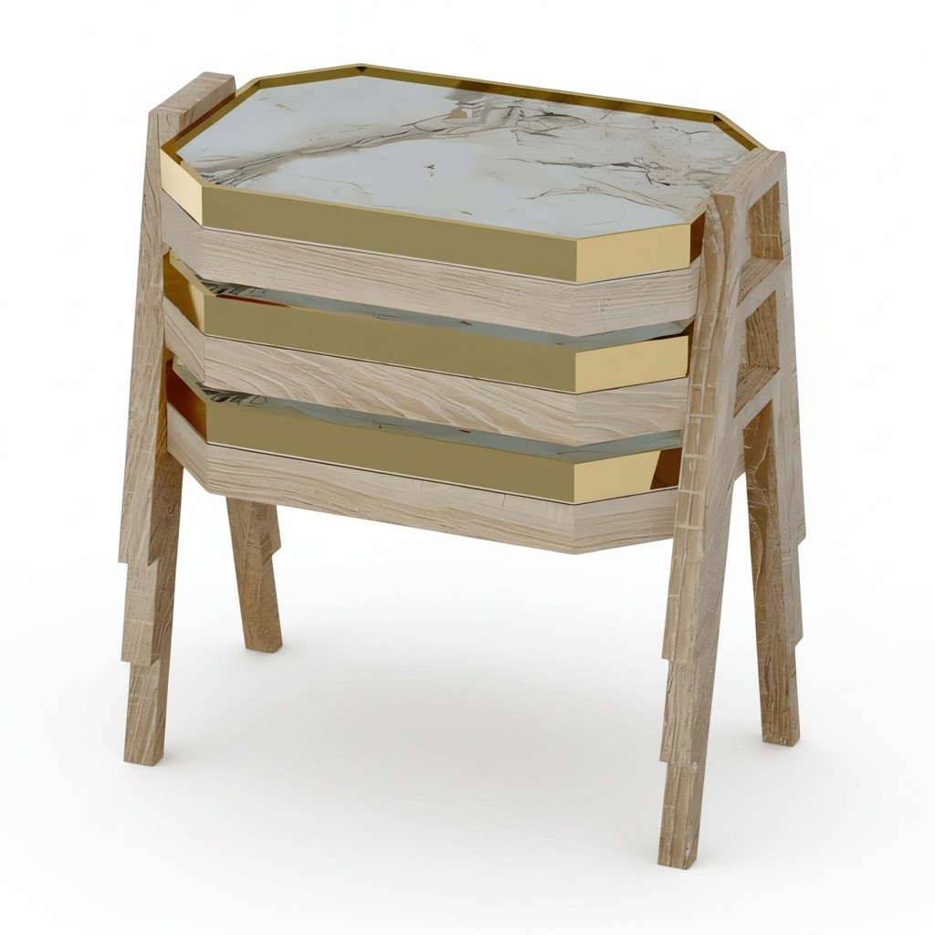 Couchtisch-Set aus Holz in Beige modern elegant