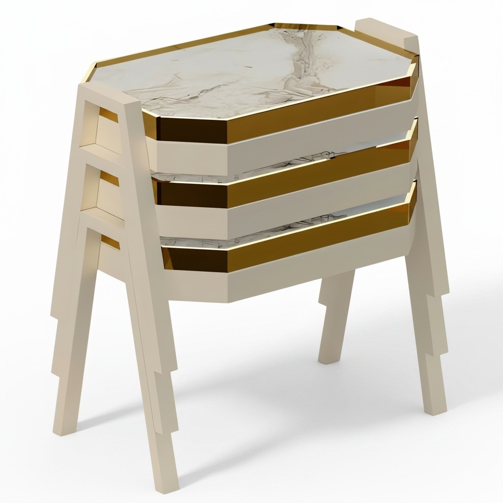 Couchtisch-Set aus Holz in Beige modern und stilvoll