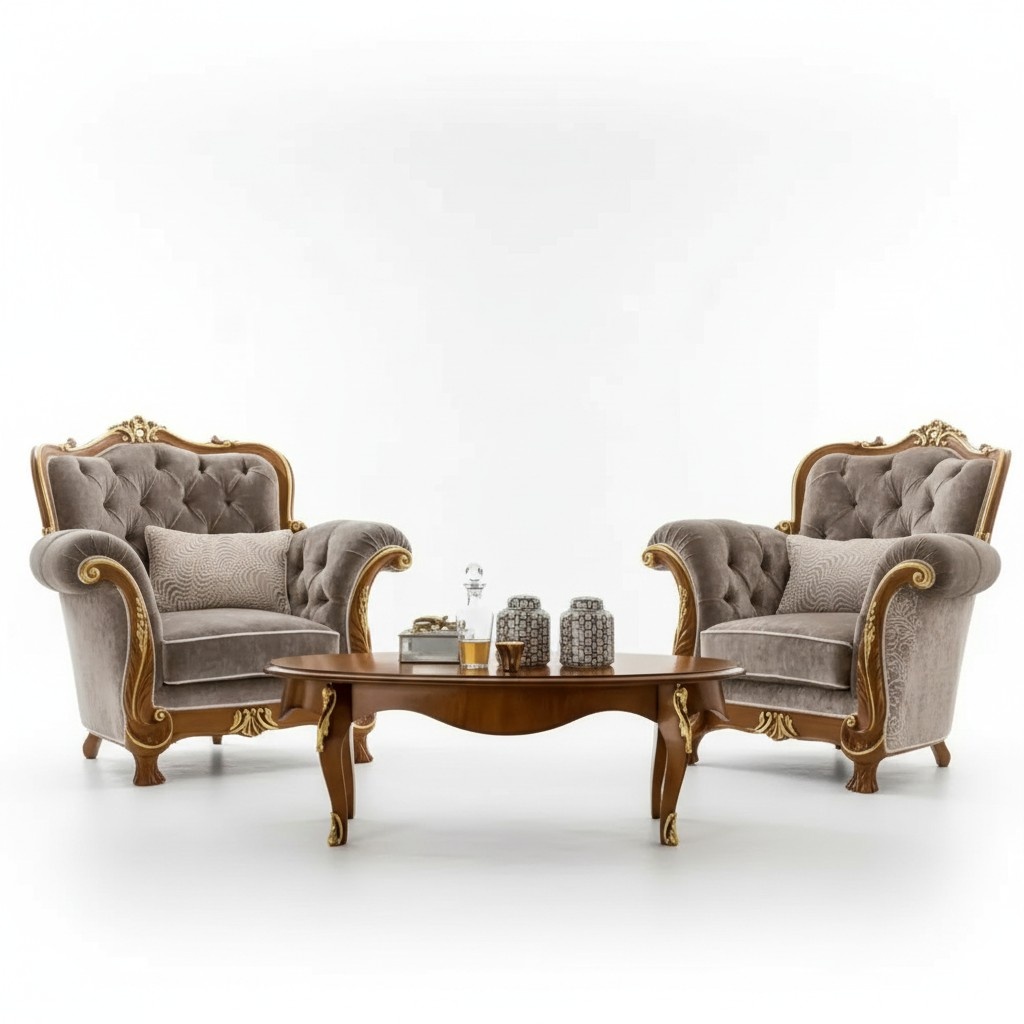 Couchtisch Tisch Beistelltisch Wohnzimmer Holz Klassisch Luxus Braun