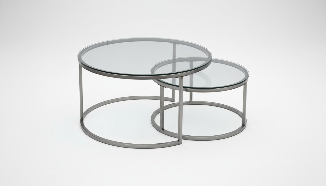 Couchtische 2 Teile Glas Tischplatte Metall goldfarbene Wohnzimmermöbel