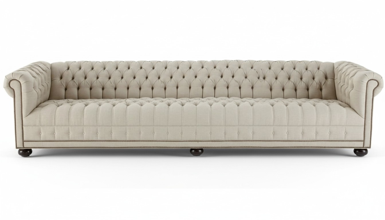 Creme Chesterfield Wohnzimmer Viersitzer Design Couchen Sofa Möbel Stoff Sofas