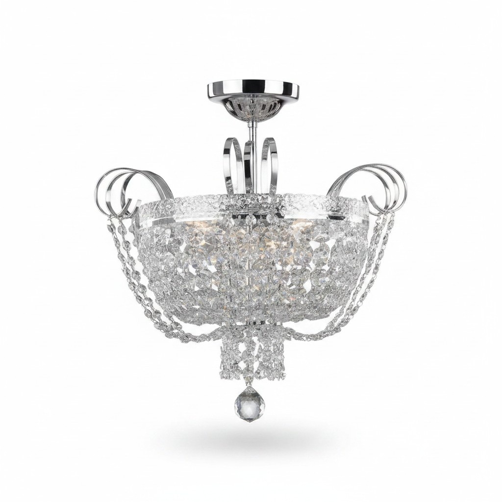 Deckenlampe Lüster Kristall Deckenleuchter Lampe Kronleuchter Silber