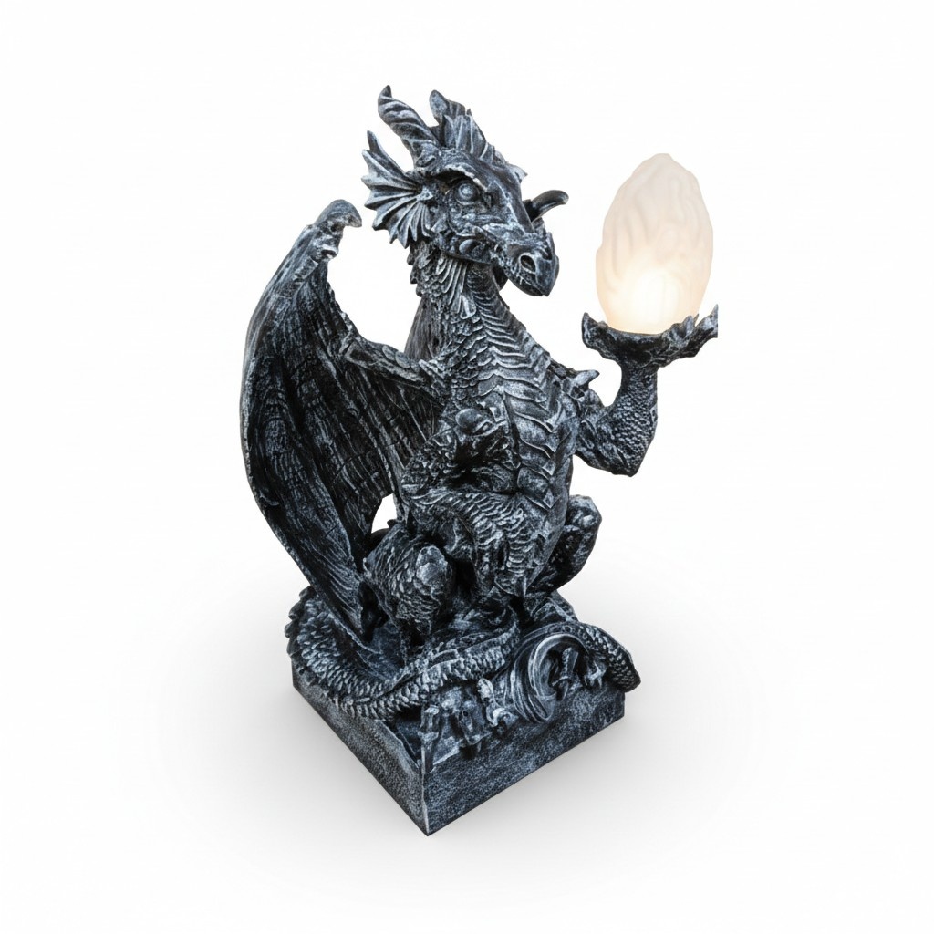 Deko Figur LAMPE Drachen Statue Skulptur 75cm Figuren Skulpturen Neu
