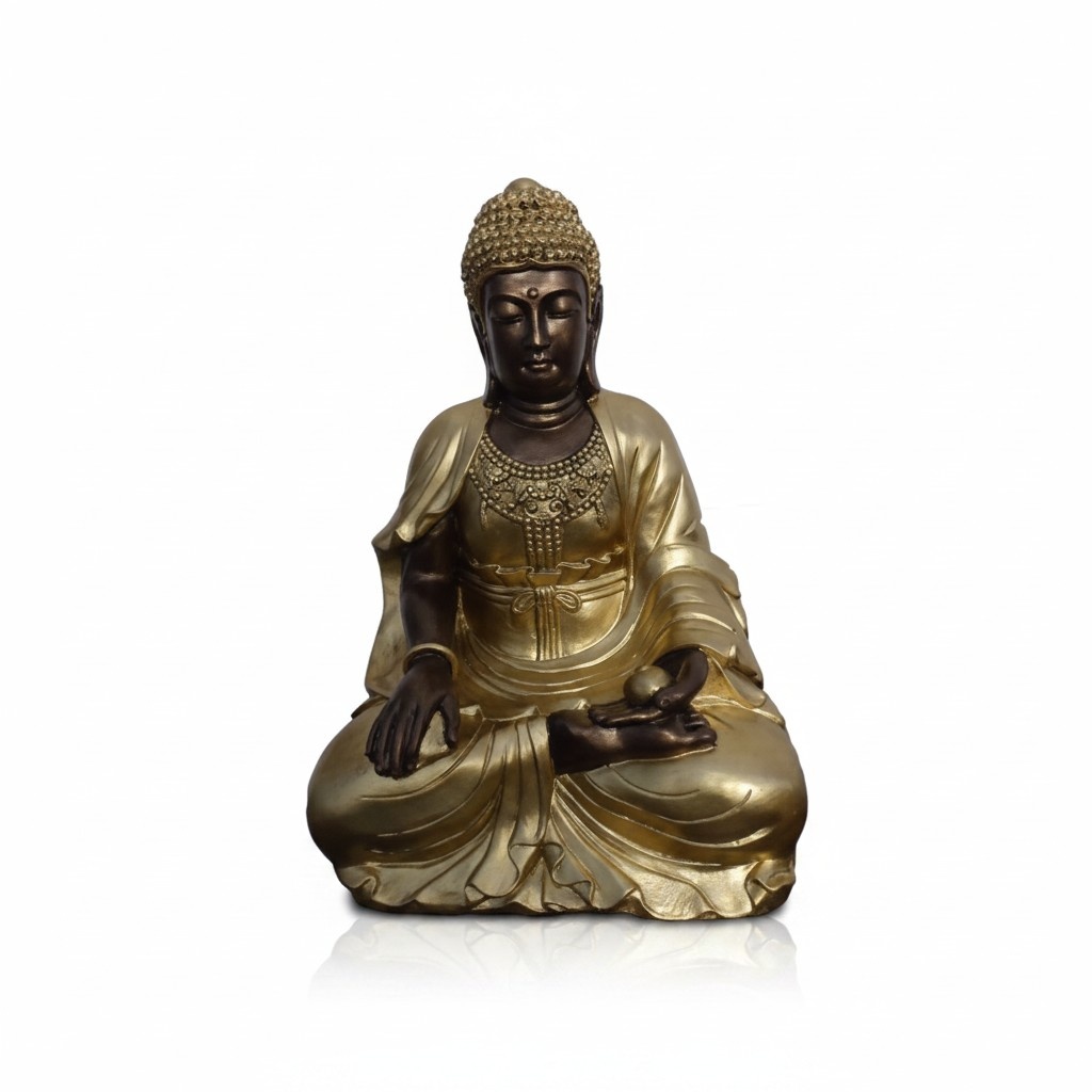 Deko Figur Statue Skulptur 55 cm Figuren Statuen Skulpturen Buddha Gold (B50)