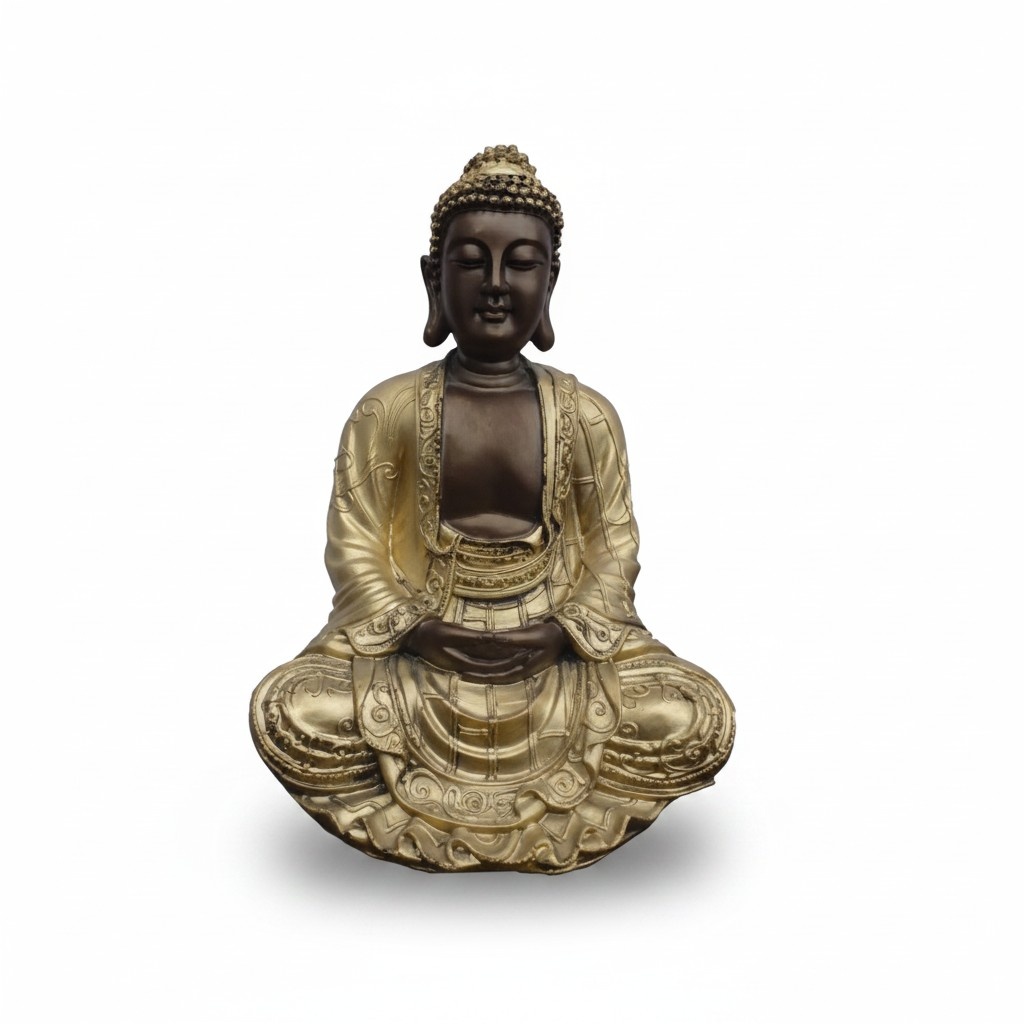 Deko Figur Statue Skulptur 34 cm Figuren Statuen Skulpturen Buddha Gold (B46)
